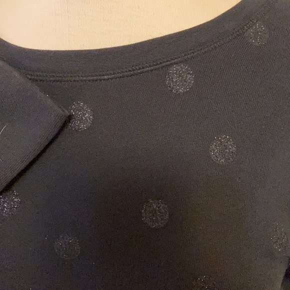 Kate Spade Black Glitter Polka Dot Sweatshirt with Large Bow, Medium - Picture 3 of 8